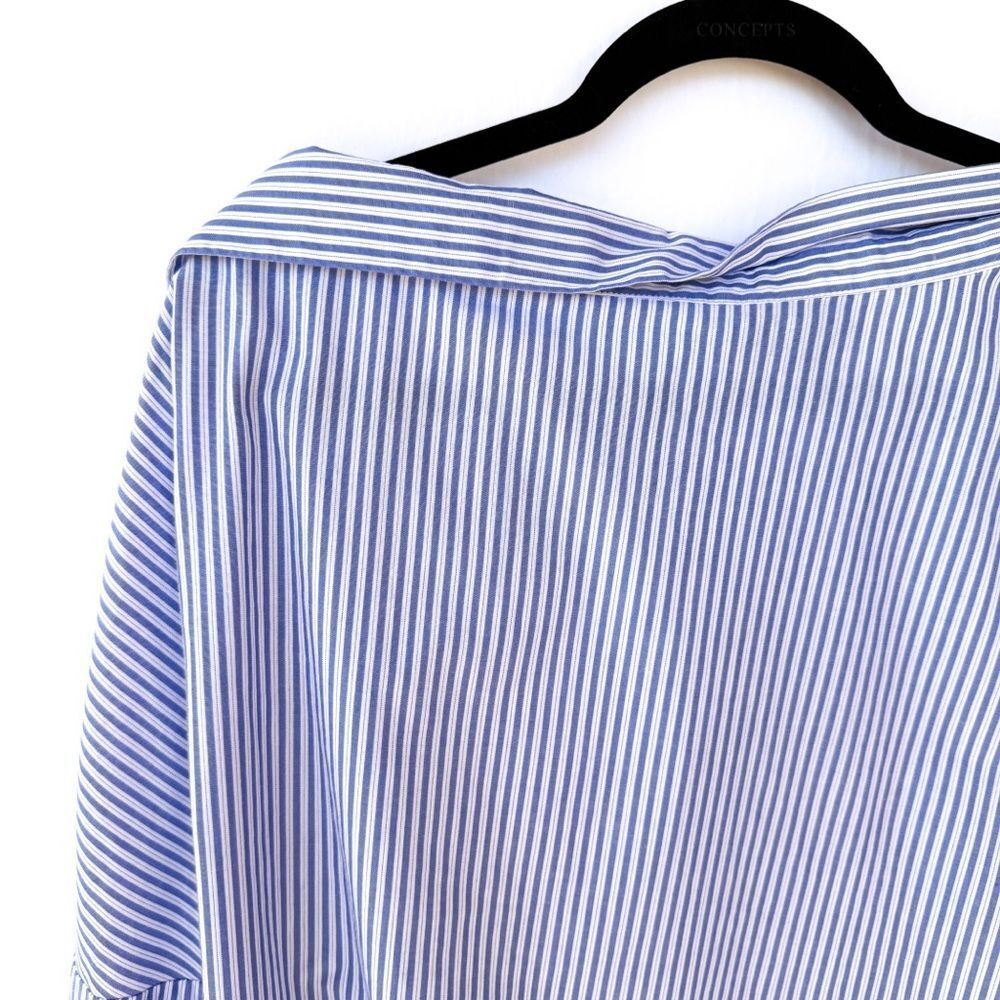 Who What Wear Blue White Striped Long Sleeve Boatneck Long Sleeve Shirt XL - Picture 7 of 8